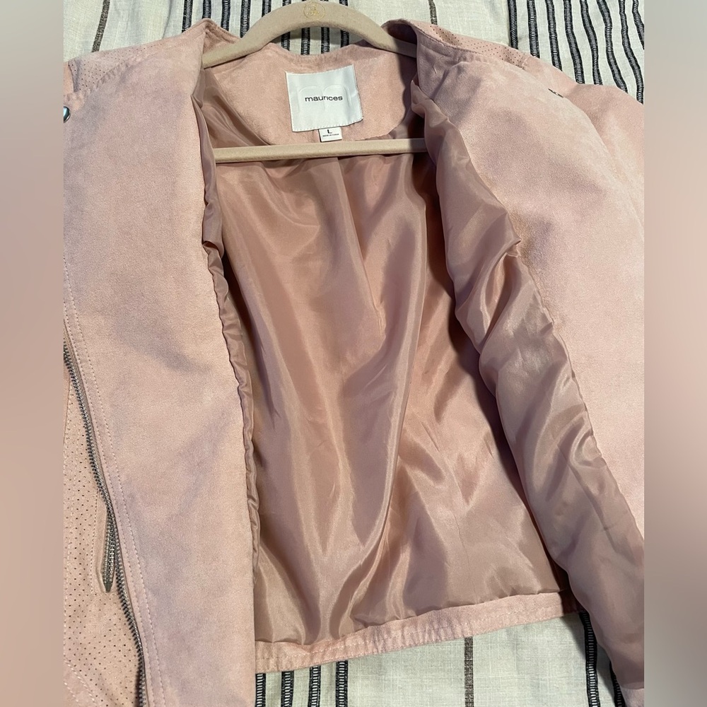 Faux Suede Moto Jacket - Pink Great condition - Picture 6 of 10